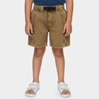 Boys' Brown Cotton Elastic Waist Bermuda Shorts, Khaki, small