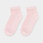 Girls' Soft Pastel Pink and Light Mint Green Regular Fit Cable Knit Ankle Socks Pack of 2, Light Green, small image number null