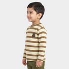 Boys' Brown Crew Neck Striped Pullover, Brown, small