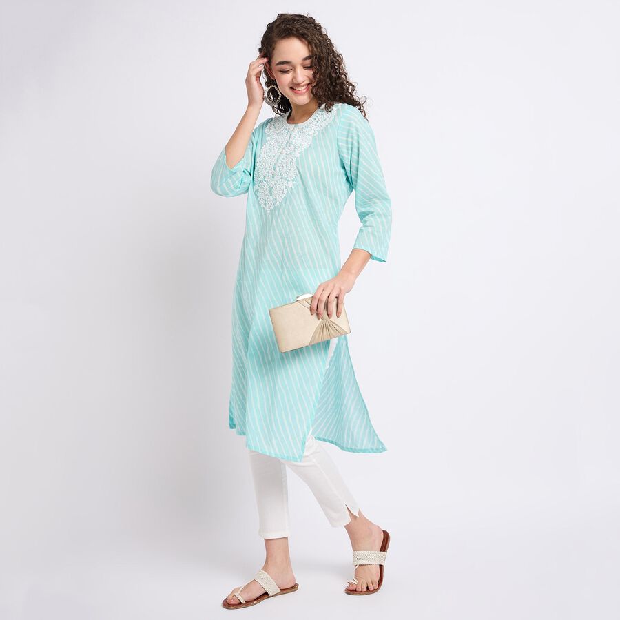 Ladies' 100% Cotton Kurta , एक्वा, large image number null