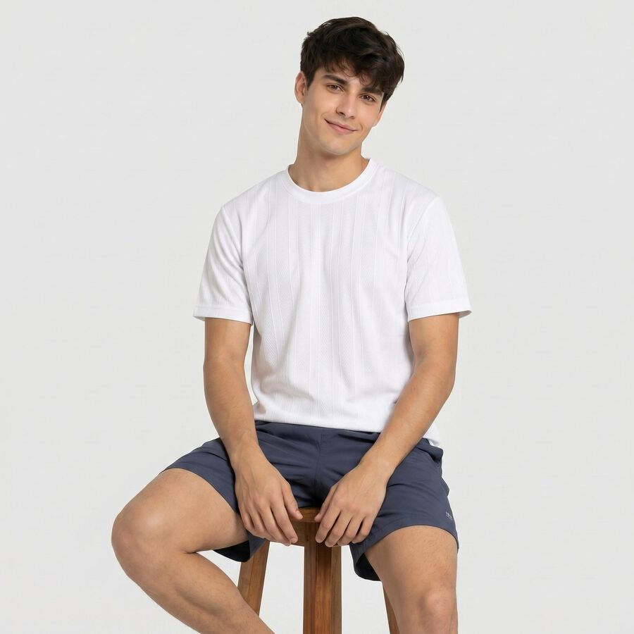 Men's White Round Neck Regular Drifit T-Shirt, White, large