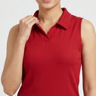 Women Red Polo Neck Preppy Polo T-Shirt, Red, small
