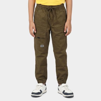 Boys' Olive Green Regular Fit Cargo Trousers