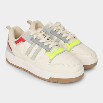 Men's Rich Eggshell White Lace-Up Casual Sneakers