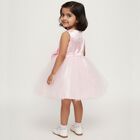 Girls' Light Pink Sleeveless Bow Party Frock, हल्का गुलाबी, small image number null