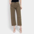 Ladies' 100% Cotton Trousers, Olive, small