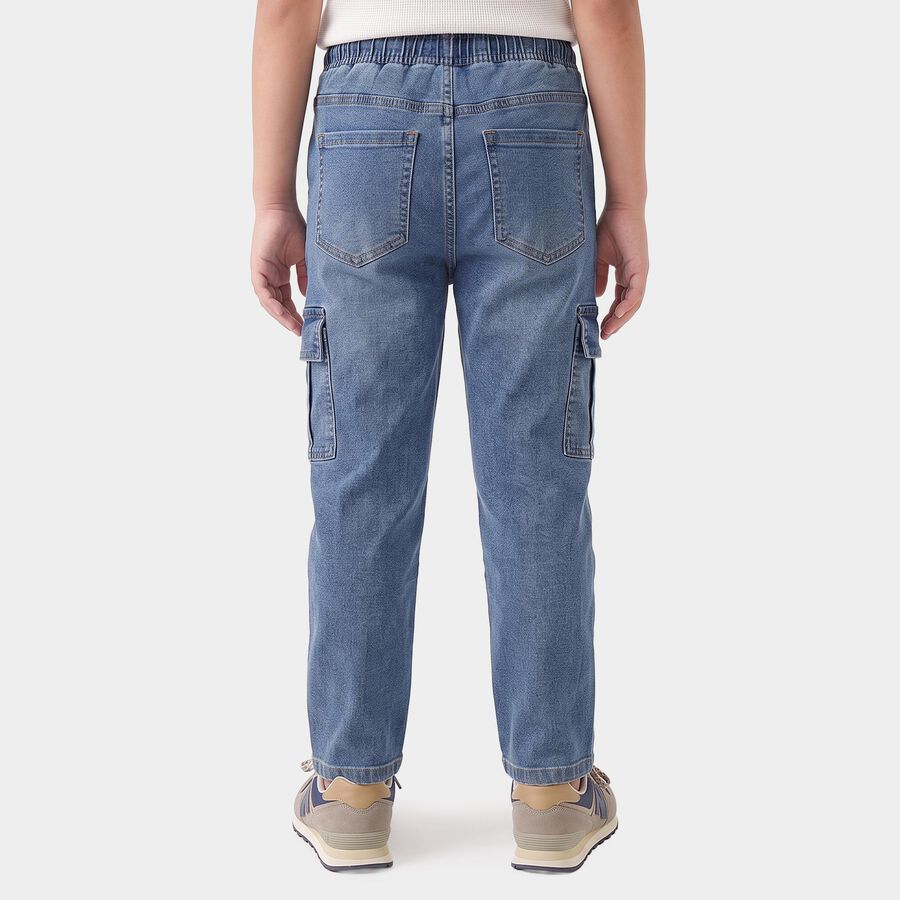 Boys Blue Cargo Fit Utility Jeans, Mid Blue, large