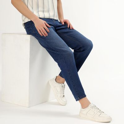 Men's Deep Indigo Blue Straight Fit Jeans, गहरा नीला Men's Deep Indigo Blue Straight Fit Jeans