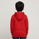Boys Bright Cherry Red Hooded Neck Casual Sweatshirt, लाल, small image number null