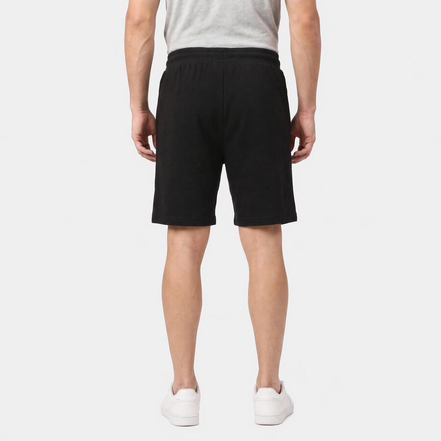 Men's Black Regular Fit Drawstring Bermuda Shorts, काला, large