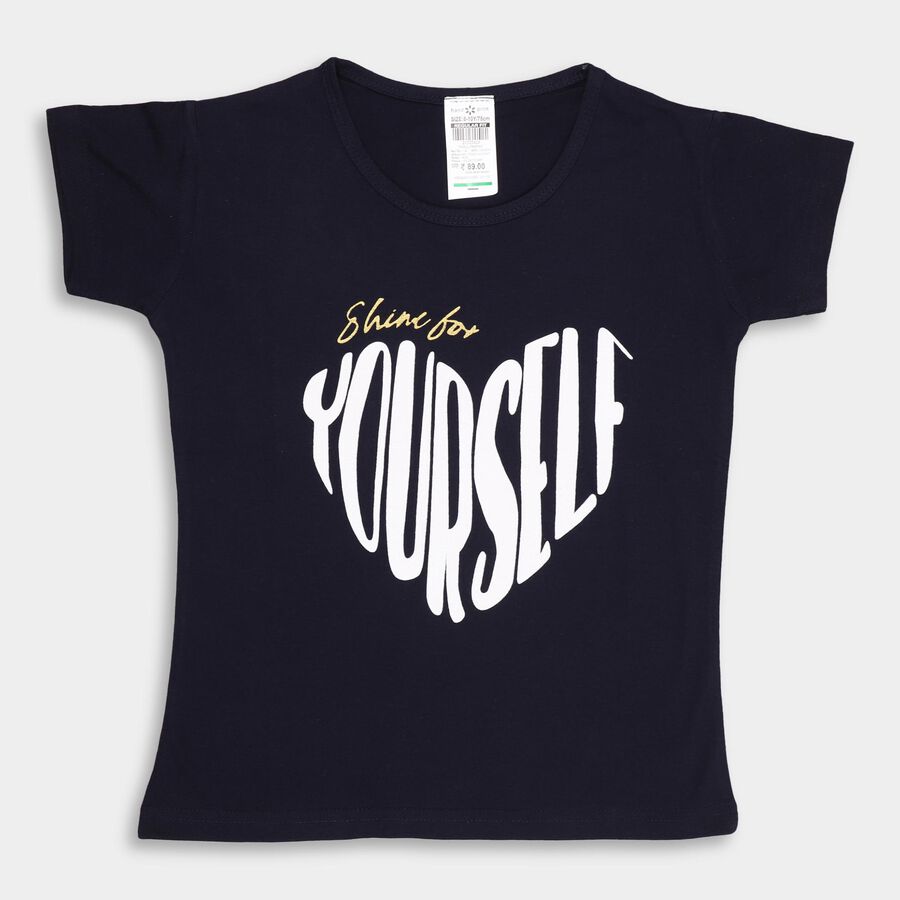 Girls' T-Shirt , नेवी ब्लू, large image number null