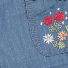 Girls' Medium Blue Relaxed Fit Embroidered Cargo Jeans, Light Blue, small image number null