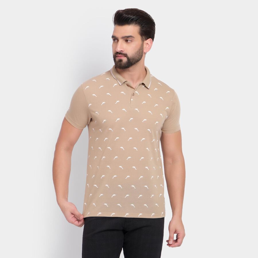 Men's Collared Half Sleeves T-Shirt , गहरा पीला, large