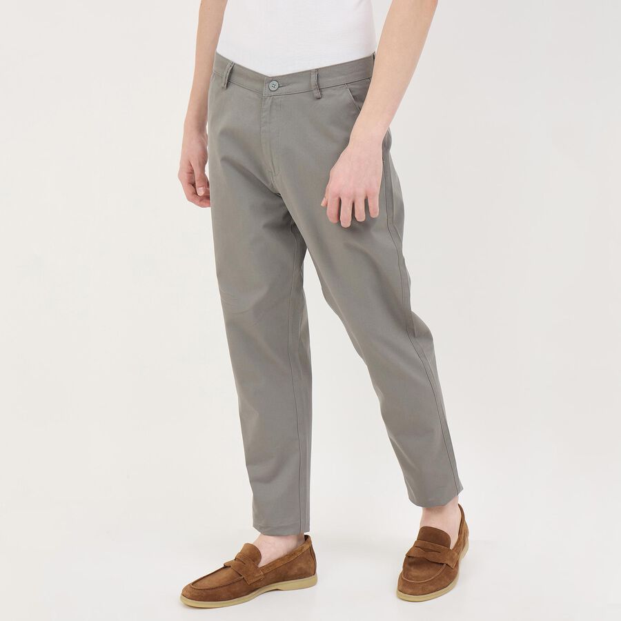 Men's Slim Fit Casual Trousers, Light Grey, large