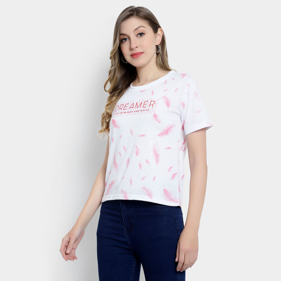 All Over Print Round Neck T-Shirt, सफ़ेद, large image number null