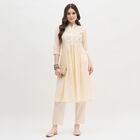 Women's Soft Cream Embroidered Ethnic Set, Off White, small