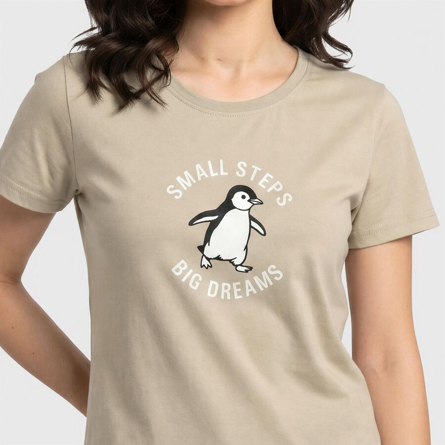 Women's Beige Round Neck Regular T-Shirt, गहरा पीला, large