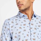 Cotton Printed Casual Shirt, Light Blue, small image number null