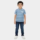 Boys Light Blue Cotton Polo Neck Casual T-Shirt, Light Blue, small