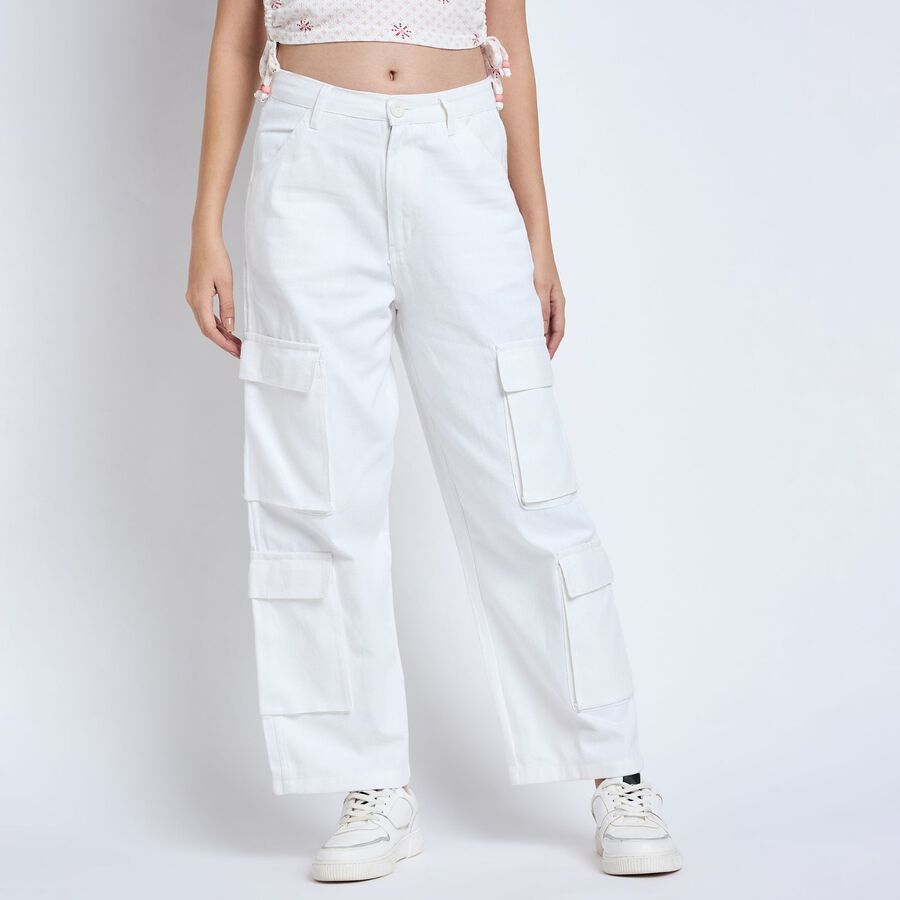 Ladies' 100% Cotton Trousers , White, large image number null