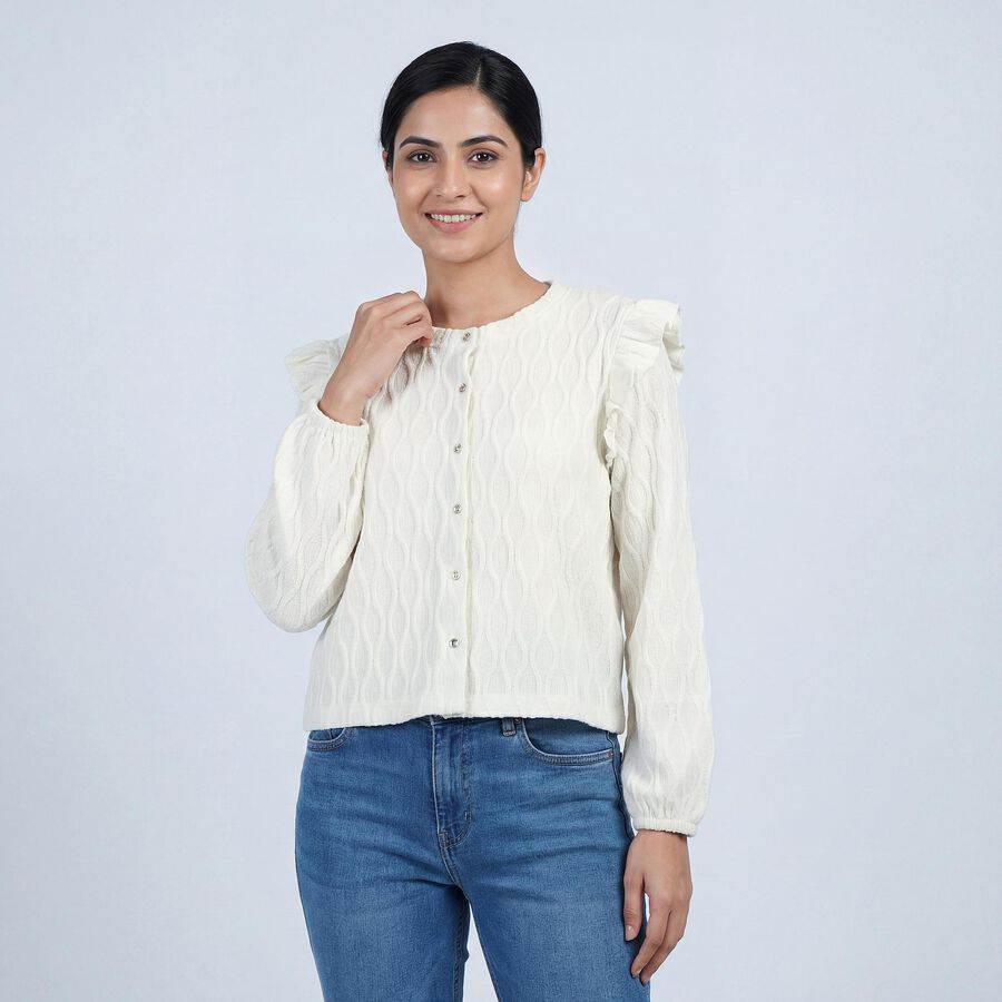 Women's Off-White Round Neck Classic Top, ऑफ व्हाइट, large