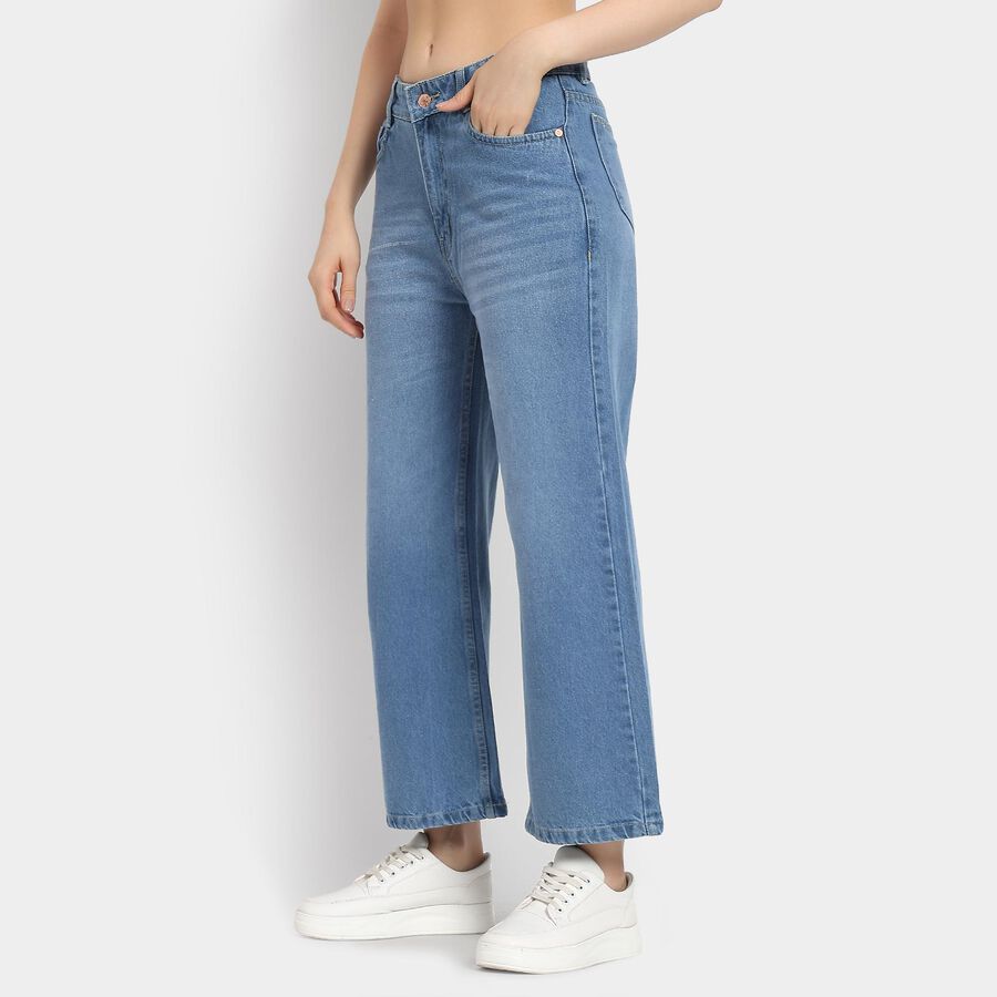 Ladies' 100% Cotton Jeans , हल्का नीला, large image number null