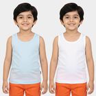Boys Light Blue Cotton Round Neck Sleeveless Vest, हल्का नीला, small