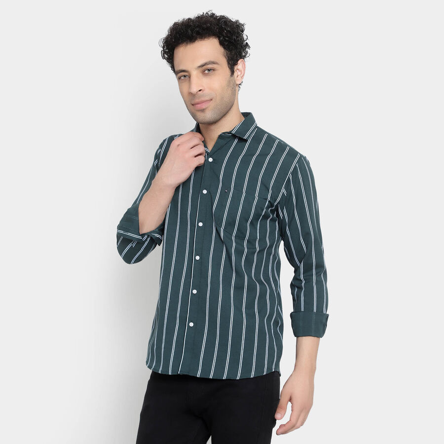Stripes Casual Shirt, Dark Green, large image number null