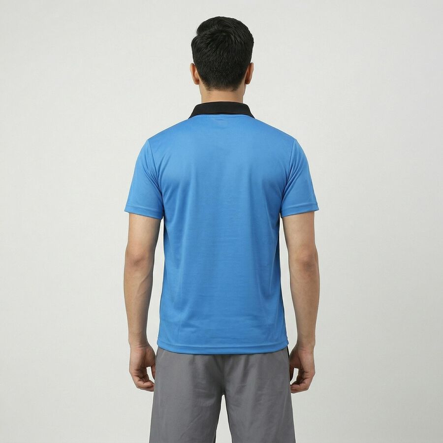 Men's Light Blue Round Neck Athleisure T-Shirt, Light Blue, large