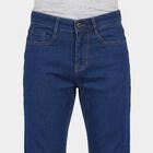 Men's Blue Slim Fit Washed Jeans, Dark Blue, small