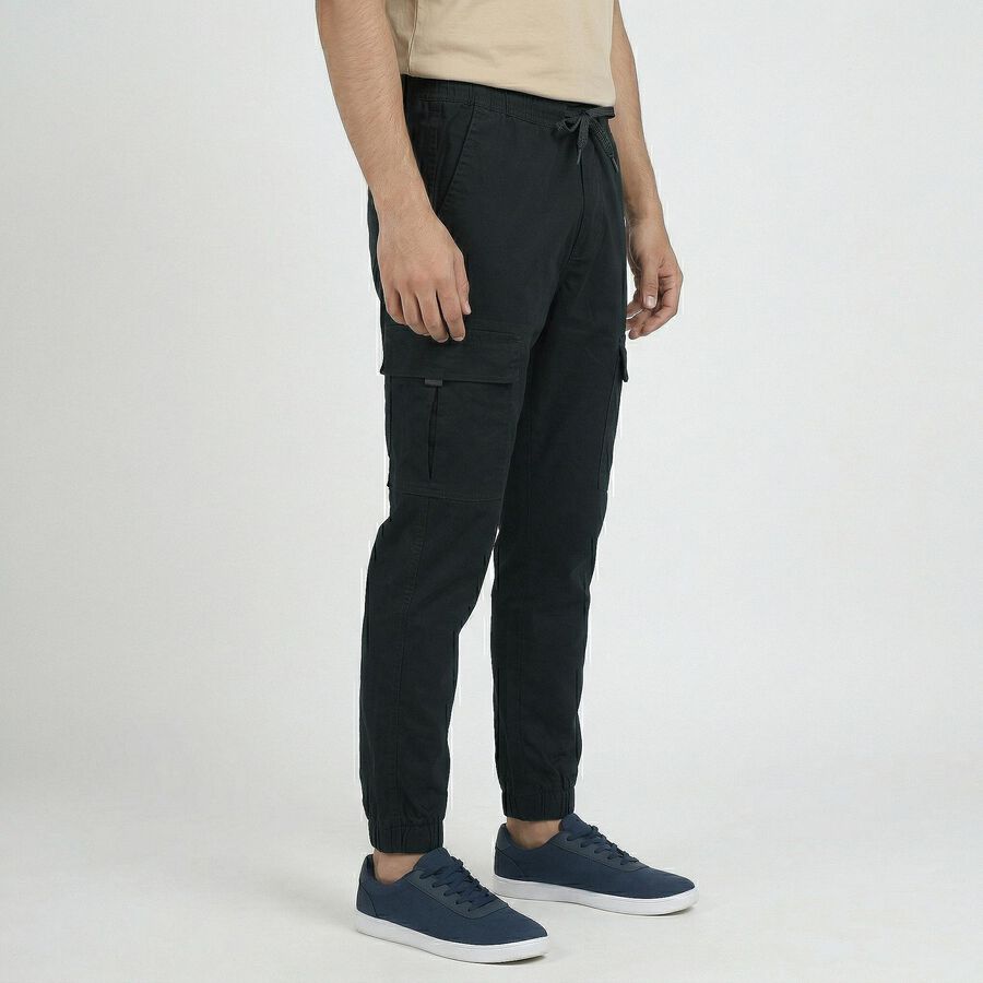 Men's Dark Green Slim Fit Casual Trousers, Dark Green, large