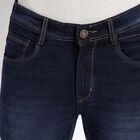 Mild distress 5 Pocket Slim Fit Jeans, Dark Blue, small image number null