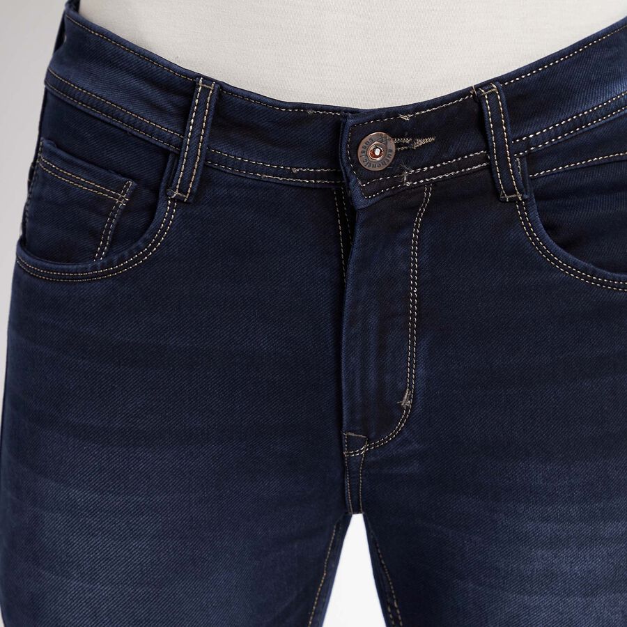 Mild distress 5 Pocket Slim Fit Jeans, Dark Blue, large image number null