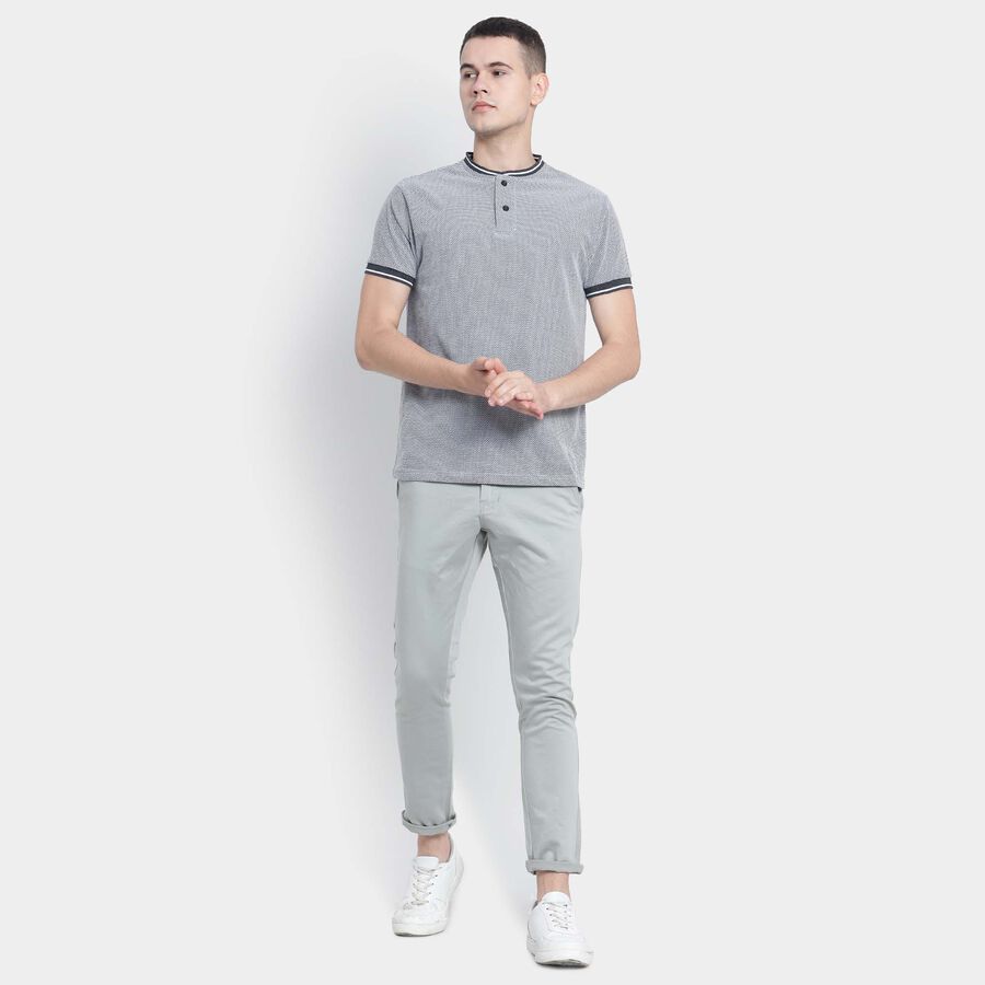 Solid Henley T-Shirt, Dark Grey, large image number null