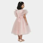 Girls' Soft Pink Layered Floral Party Frock, Pink, small image number null