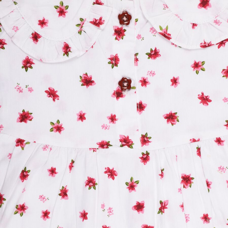 Infant Girls' 100% Cotton Frock, White, large image number null
