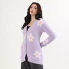 Women's Lavender Purple V-Neck Casual Cardigan, Lilac, small image number null
