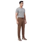 Men's Brown Slim Fit Cotton Blend Track Pants, भूरा, small