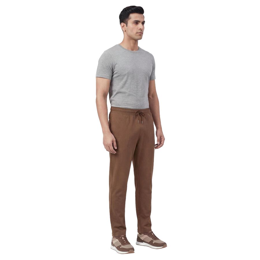 Men's Brown Slim Fit Cotton Blend Track Pants, भूरा, large