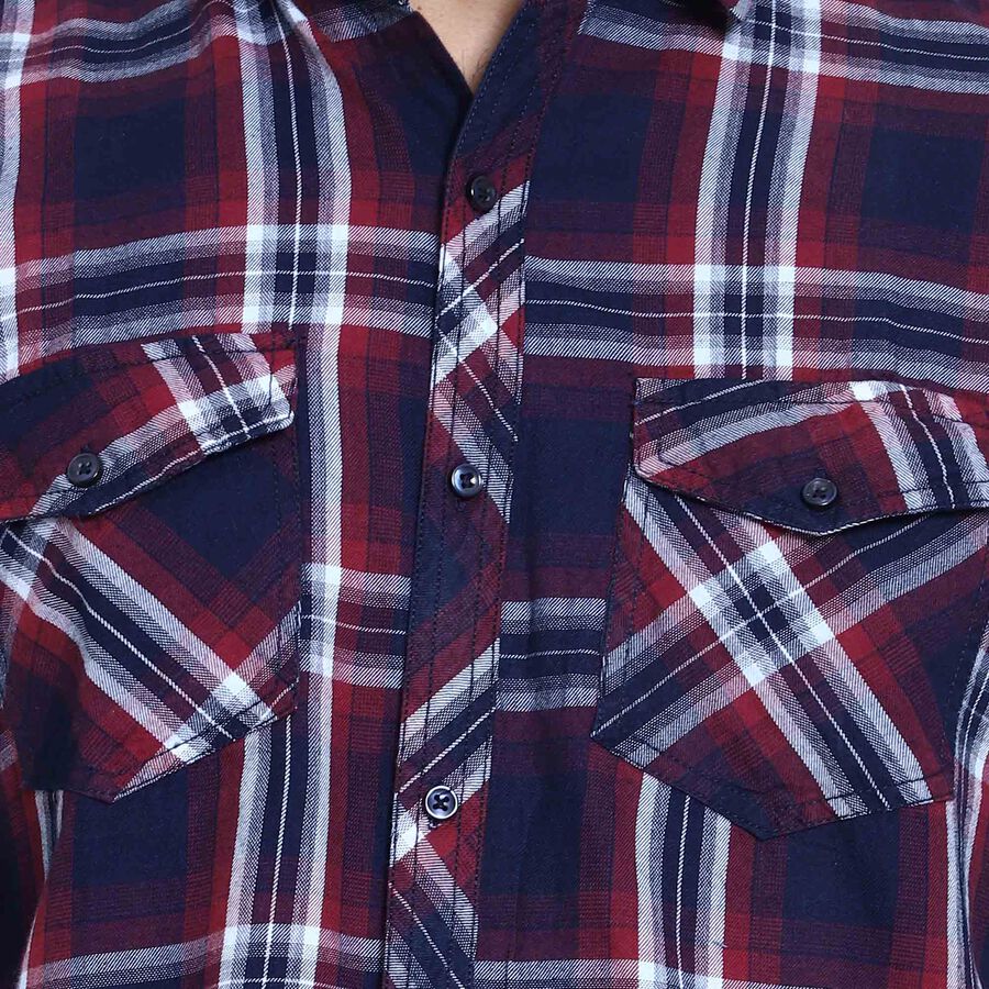 Cotton Checks Casual Shirt, Red, large image number null