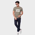 Men's Olive Green Round Neck Regular T-Shirt, Light Green, small