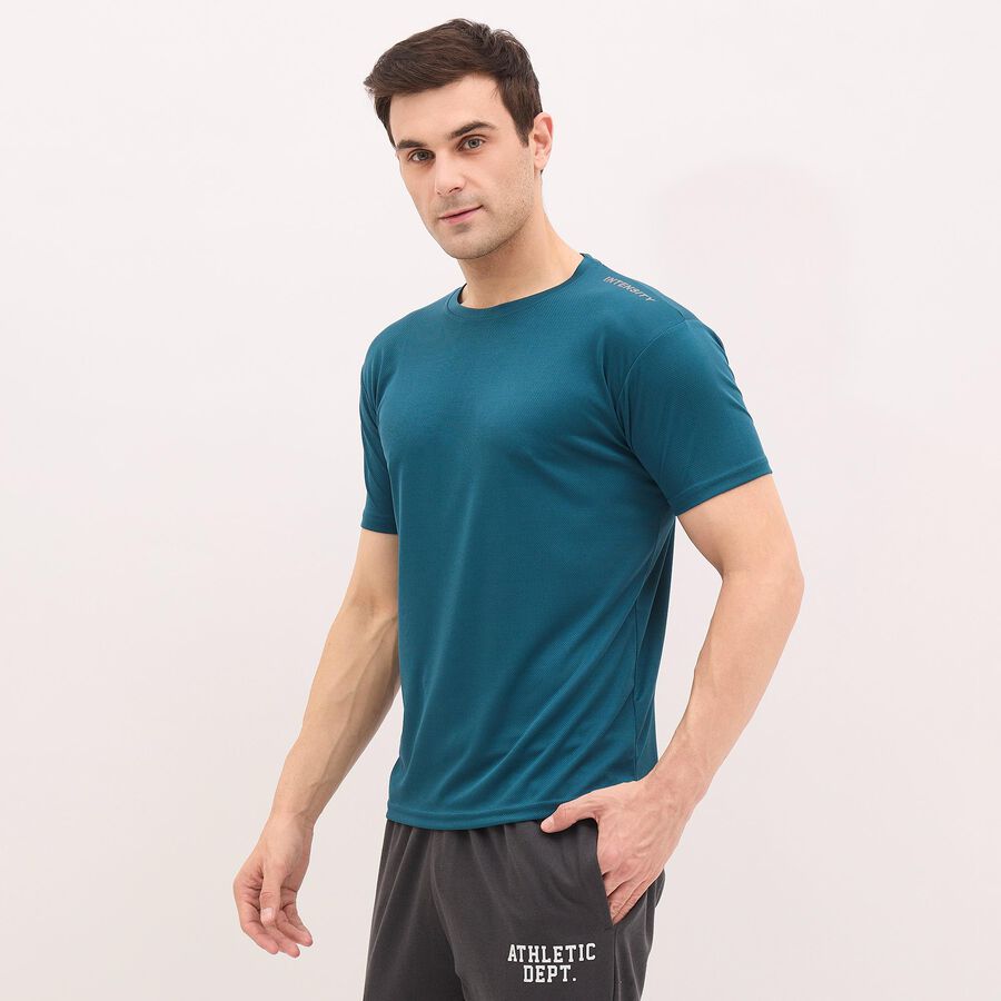 Men's Teal Crew Neck Drifit T-Shirt, टील ब्लू, large image number null