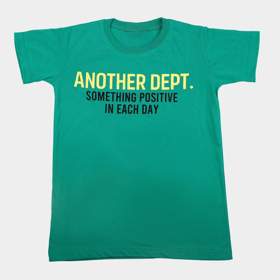Boys' Half Sleeves T-Shirt, गहरा हरा, large