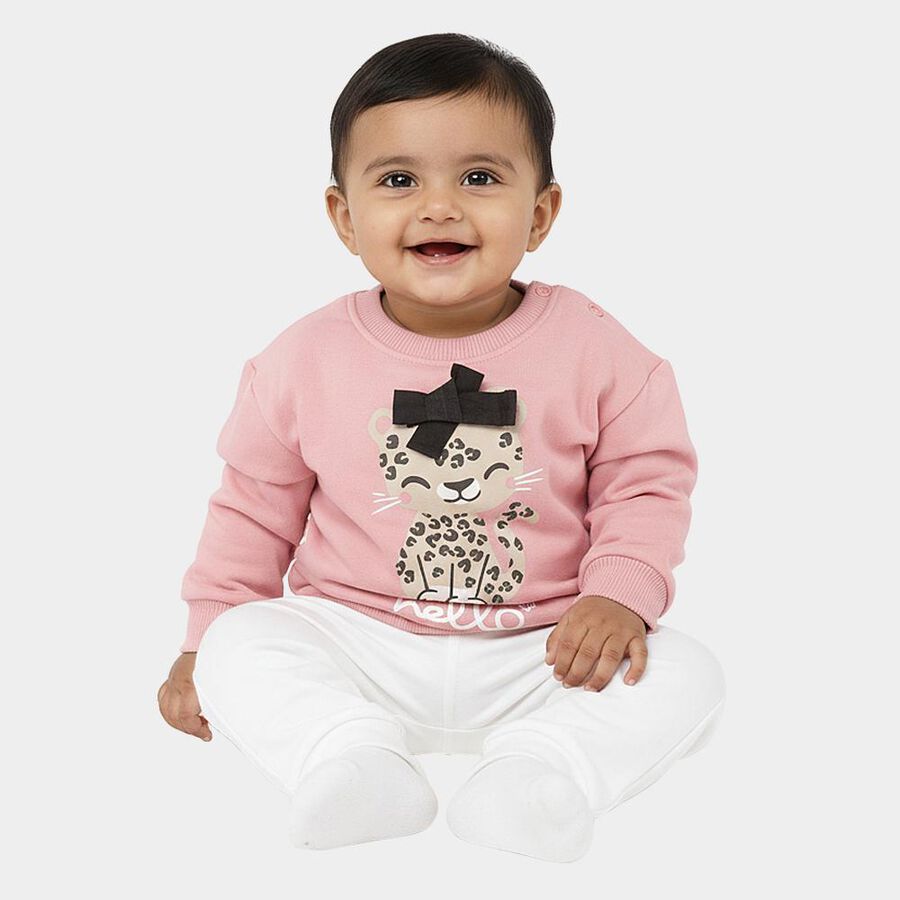 Infants' Light Pink Crew Neck Casual Sweatshirt, Light Pink, large image number null