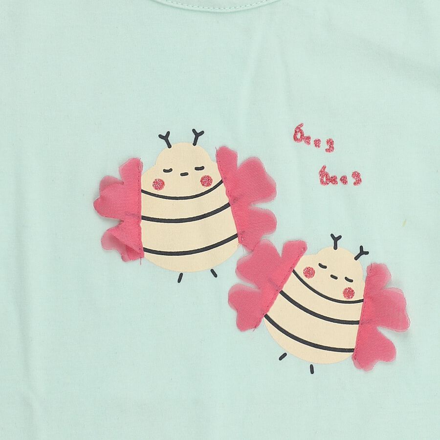 Girls' 100% Cotton T-Shirt, हल्का हरा, large image number null