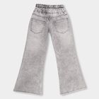 Girls' Stonewashed Grey Flared Fit Buttoned Jeans, Light Grey, small image number null