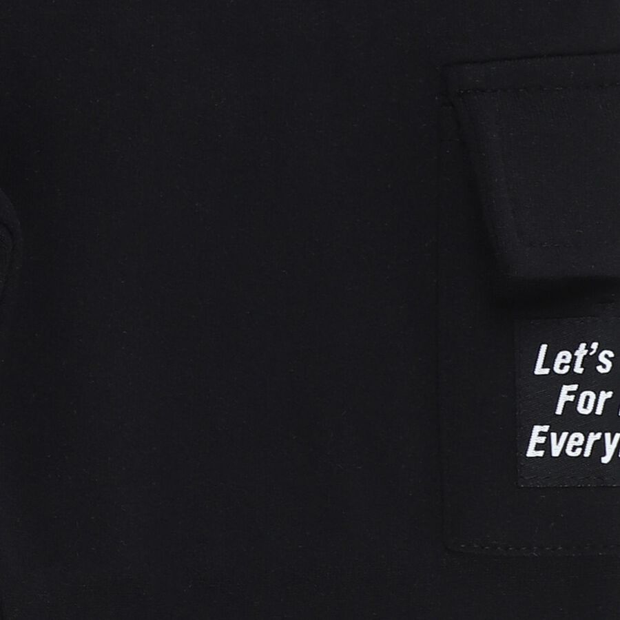 Infants Jet Black Cargo Style Cotton Blend Pyjama, काला, large image number null