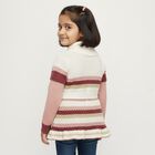 Girls Muted Pink and Cream White Collared Casual Pullover, गुलाबी, small image number null