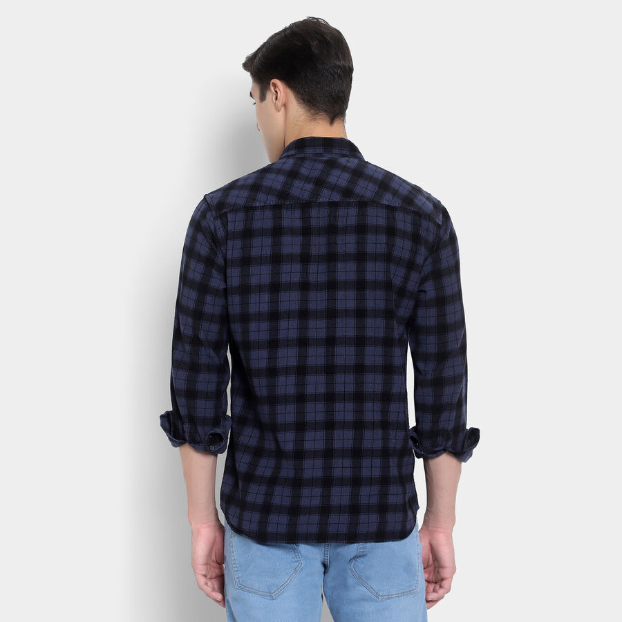 Cotton Checks Casual Shirt, Mid Blue, large image number null