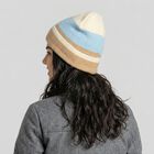 Women's Light Blue Striped Beanie Cap, हल्का नीला, small